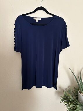 Michael Kors Navy Short Sleeve Ladder-Sleeve Tee